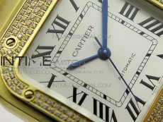 Santos de Cartier 35mm 2018 YG Diamonds Bezel RXW 1:1 Best Edition White Dial on SmartLinks Bracelet MIYOTA 9015