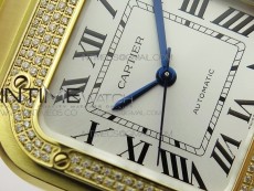 Santos de Cartier 35mm 2018 YG Diamonds Bezel RXW 1:1 Best Edition White Dial on SmartLinks Bracelet MIYOTA 9015
