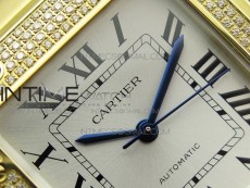 Santos de Cartier 35mm 2018 YG Diamonds Bezel RXW 1:1 Best Edition White Dial on SmartLinks Bracelet MIYOTA 9015