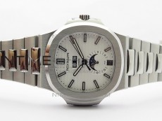 NAUTILUS 5726 SS GRF 1:1 BEST EDITION WHITE DIAL WORKING ANNUAL CALENDARON SS BRACELET A.324 V2