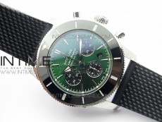 SuperOcean Black Ceramic Bezel B50 Best Edition Green Dial on Black Rubber Strap A7750