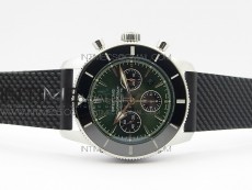 SuperOcean Black Ceramic Bezel B50 Best Edition Green Dial on Black Rubber Strap A7750
