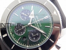 SuperOcean Black Ceramic Bezel B50 Best Edition Green Dial on Black Rubber Strap A7750
