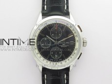 Premier A13315351 SS 42mm GF 1:1 Best Edition Black Dial on Black Leather Strap A7750