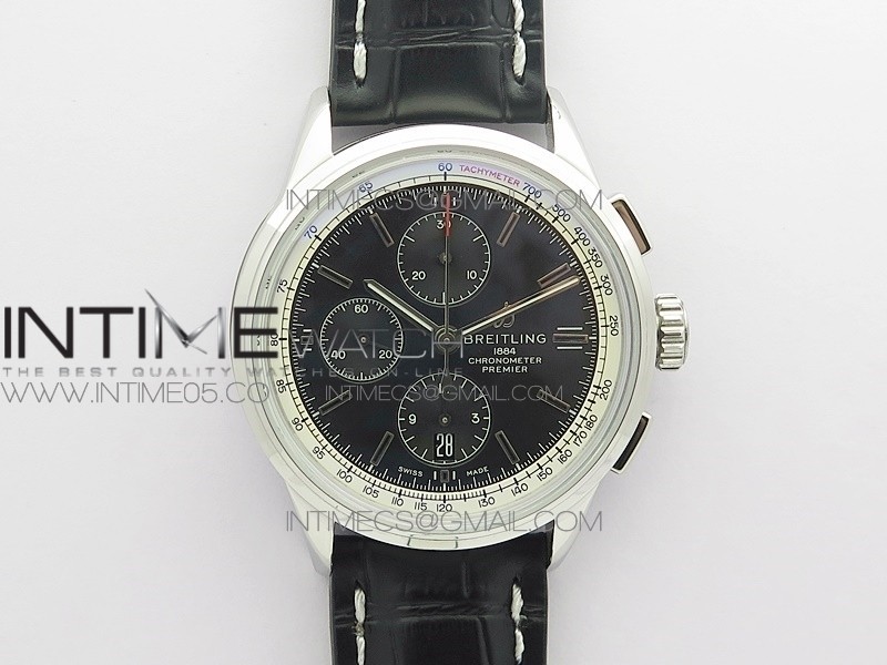 Premier A13315351 SS 42mm BLS 1:1 Best Edition Black Dial on Black Leather Strap A7750 Premier A13315351 SS 42mm BLS 1:1 Best Edition Black Dial on Black Leather Strap A7750