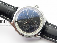 Premier A13315351 SS 42mm GF 1:1 Best Edition Black Dial on Black Leather Strap A7750