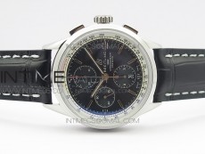 Premier A13315351 SS 42mm GF 1:1 Best Edition Black Dial on Black Leather Strap A7750