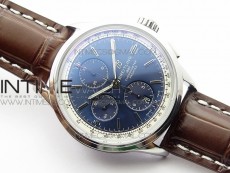 Premier A13315351 SS 42mm GF 1:1 Best Edition Blue Dial on Black Leather Strap A7750