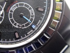 Daytona Blaken Rainbow Crystal Bezel PVD OXF Best Edition Black Dial on PVD Bracelet A7750