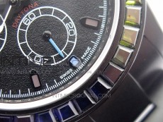 Daytona Blaken Rainbow Crystal Bezel PVD OXF Best Edition Black Dial on PVD Bracelet A7750