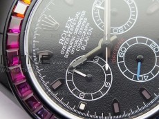 Daytona Blaken Rainbow Crystal Bezel PVD OXF Best Edition Black Dial on PVD Bracelet A7750