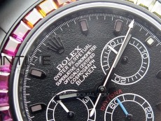 Daytona Blaken Rainbow Crystal Bezel PVD OXF Best Edition Black Dial on PVD Bracelet A7750