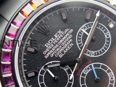 Daytona Blaken Rainbow Crystal Bezel PVD OXF Best Edition Black Dial on PVD Bracelet A7750