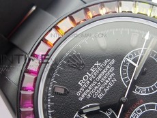 Daytona Blaken Rainbow Crystal Bezel PVD OXF Best Edition Black Dial on PVD Bracelet A7750