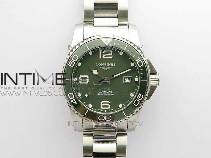 Conquest L3.840.4.56.6 Real Ceramic Bezel SS AF 1:1 Best Edition Green dial On SS Bracelet A2824