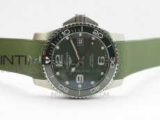 Conquest L3.840.4.56.6 Real Ceramic Bezel SS ZF 1:1 Best Edition Green dial On Green Rubber Strap A2824