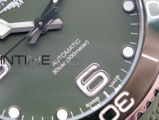 Conquest L3.840.4.56.6 Real Ceramic Bezel SS ZF 1:1 Best Edition Green dial On Green Rubber Strap A2824