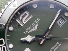 Conquest L3.840.4.56.6 Real Ceramic Bezel SS ZF 1:1 Best Edition Green dial On Green Rubber Strap A2824