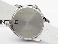 Aquanaut 5067A SS PPF 1:1 Best Edition White Textured Dial on White Rubber Strap AE23 (Free a box)
