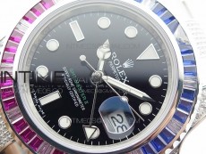 GMT Master II 126710 Red/Blue T Crystal VRF Best Edition Black Dial On SS/Paved Crystal Bracelet  3186 CHS