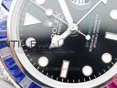 GMT Master II 126710 Red/Blue T Crystal VRF Best Edition Black Dial On SS/Paved Crystal Bracelet  3186 CHS