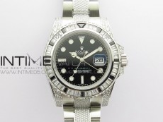 GMT Master II 126710 White/Black T CrystalVRF Best Edition Black Dial On SS/Paved CrystalBracelet  3186 CHS