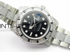 GMT Master II 126710 White/Black T CrystalVRF Best Edition Black Dial On SS/Paved CrystalBracelet  3186 CHS