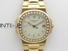 Nautilus 5711/1R T Crystal Bezel PPF V4 1:1 Best Edition White Textured Dial on RG Bracelet 324CS (Free box)