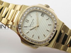 Nautilus 5711/1R T Crystal Bezel PPF V4 1:1 Best Edition White Textured Dial on RG Bracelet 324CS (Free box)
