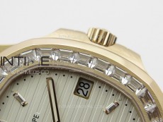 Nautilus 5711/1R T Crystal Bezel PPF V4 1:1 Best Edition White Textured Dial on RG Bracelet 324CS (Free box)