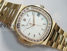 Nautilus 5711/1R T Crystal Bezel PPF V4 1:1 Best Edition White Textured Dial on RG Bracelet 324CS (Free box)