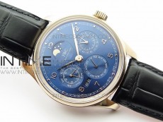 Portuguese Real PR Real Annual Calendar IW5034 RG V9F Best Edition Blue Dial On Black Leather Strap A52610