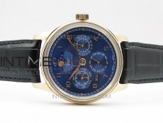 Portuguese Real PR Real Annual Calendar IW5034 RG V9F Best Edition Blue Dial On Black Leather Strap A52610