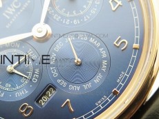 Portuguese Real PR Real Annual Calendar IW5034 RG V9F Best Edition Blue Dial On Black Leather Strap A52610