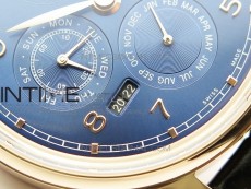 Portuguese Real PR Real Annual Calendar IW5034 RG V9F Best Edition Blue Dial On Black Leather Strap A52610
