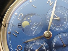 Portuguese Real PR Real Annual Calendar IW5034 RG V9F Best Edition Blue Dial On Black Leather Strap A52610