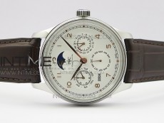 Portuguese Real PR Real Annual Calendar IW5034 V9F Best Edition White dial RG Markers On Brown Leather Strap A52610