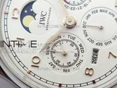 Portuguese Real PR Real Annual Calendar IW5034 V9F Best Edition White dial RG Markers On Brown Leather Strap A52610