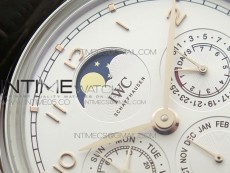 Portuguese Real PR Real Annual Calendar IW5034 V9F Best Edition White dial RG Markers On Brown Leather Strap A52610