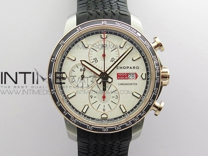Mille Miglia 168571 SS/RG A7F 1:1 Best Edition White Dial On Black Rubber Strap A7750 to Cal.107179