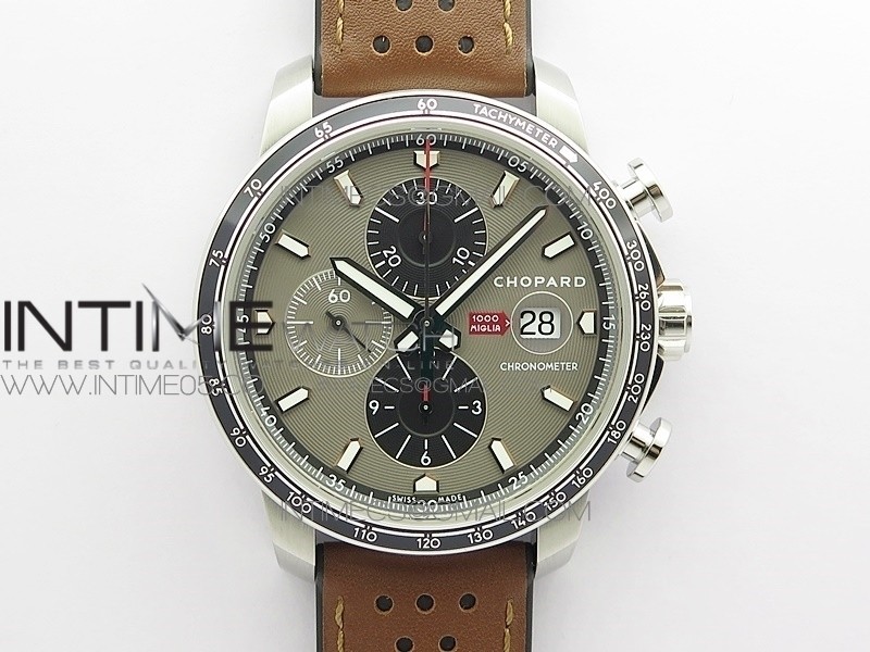 Mille Miglia 168571 SS A7F 1:1 Best Edition Gray Dial On Brown Gummy Strap A7750 to Cal.107179