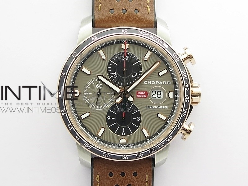 Mille Miglia 168571 SS/RG A7F 1:1 Best Edition Gray Dial On Brown Gummy Strap A7750 to Cal.107179