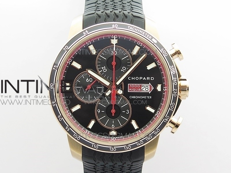 Mille Miglia 168571 RG A7F 1:1 Best Edition Black Dial On Black Rubber Strap A7750 to Cal.107179