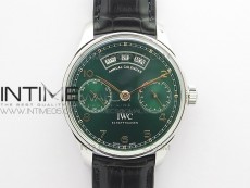 Portuguese Real PR Real Annual Calendar IW503510 ZF 1:1 Best Edition Green Dial on Black Leather Strap A52850