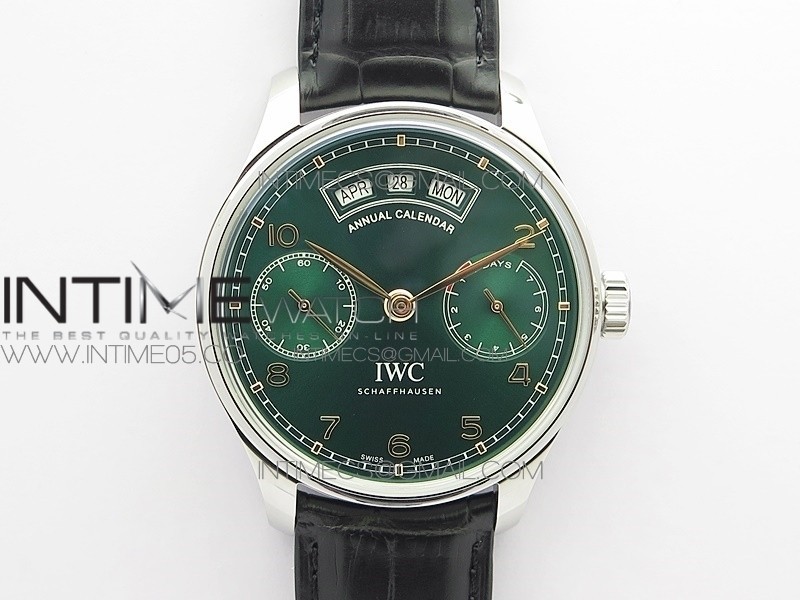 Portuguese Real PR Real Annual Calendar IW503510 AZF 1:1 Best Edition Green Dial on Black Leather Strap A52850 Portuguese Real PR Real Annual Calendar IW503510 AZF 1:1 Best Edition Green Dial on Black Leather Strap A52850