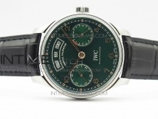 Portuguese Real PR Real Annual Calendar IW503510 ZF 1:1 Best Edition Green Dial on Black Leather Strap A52850