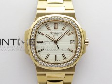 Nautilus 5711/1R Crystal Bezel PPF V4 1:1 Best Edition White Textured Dial on RG Bracelet 324CS (Free box)