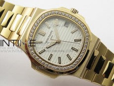 Nautilus 5711/1R Crystal Bezel PPF V4 1:1 Best Edition White Textured Dial on RG Bracelet 324CS (Free box)