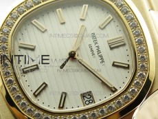 Nautilus 5711/1R Crystal Bezel PPF V4 1:1 Best Edition White Textured Dial on RG Bracelet 324CS (Free box)