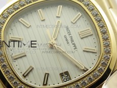 Nautilus 5711/1R Crystal Bezel PPF V4 1:1 Best Edition White Textured Dial on RG Bracelet 324CS (Free box)